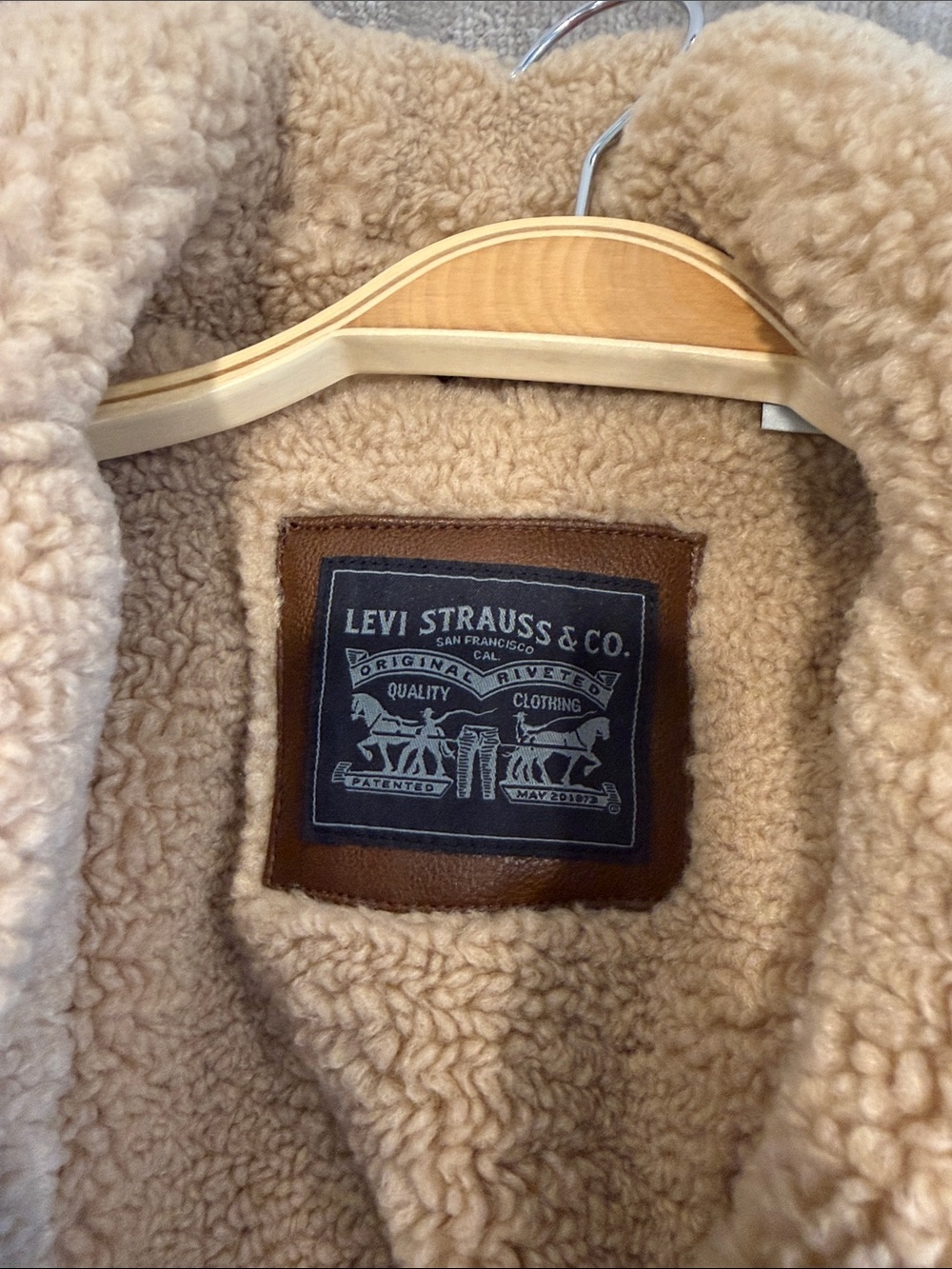 Levi's Kids Tan Sherpa Jacket with Leather Label